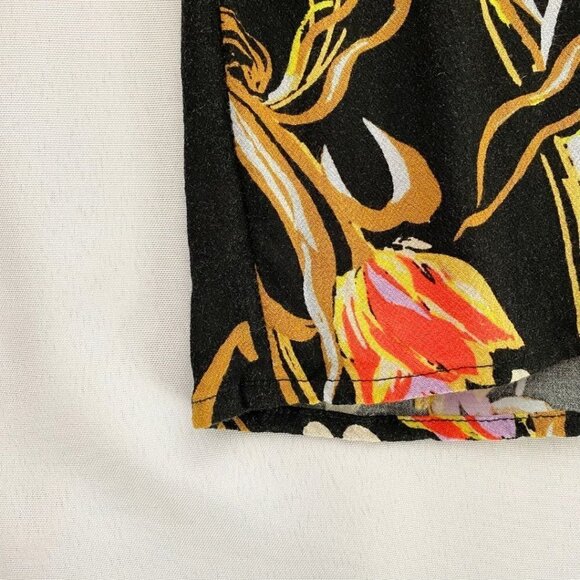 FREE PEOPLE BELLA BLACK FLORAL V-NECK LONG SLEEVE TUNIC TOP - S - Picture 9 of 10